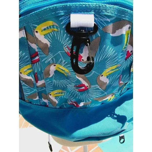 High Sierra Aqua Blue Fat Boy Toucan Tropical Over The Shoulder Logo Backpack - Picture 15 of 15